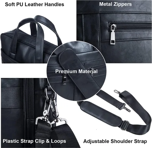 Miniatura 3 de seyfocnia Men's Leather Messenger Bag, Laptop Briefcase Business Satchel Computer
