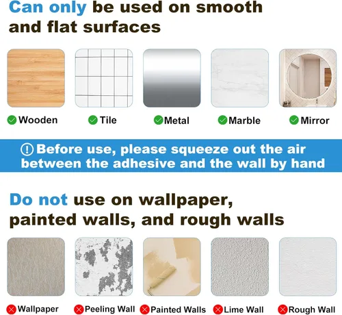 Miniatura 6 de Organizador adhesivo para ducha, paquete de 2 estantes acrílicos para baño, sin taladro, organizador de montaje en pared, estante de almacenamiento