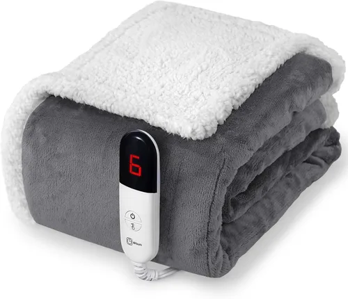 Miniatura 32 de Manta térmica eléctrica Twin Waffle, 62 x 84 pulgadas, manta de calentamiento rápido, 6 niveles de calefacción y 10 horas de apagado automático