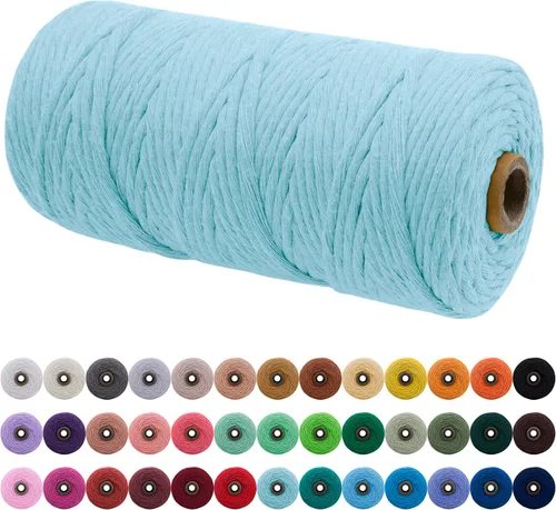 Miniatura 117 de JeogYong Cordón de macramé de un solo hilo 2mm x 164 yardas (492 pies) Cuerda de algodón suave, hilo de macramé 2 mm, suministros de macramé