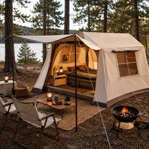Miniatura 12 de YOLENY Instant Cabin Tent, 4-8 Person Quick Setup Family Camping Tent with Rainfly and Extended Canopy, Weather Resistant Tent with Mesh Windows and