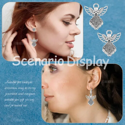 Miniatura 2 de AUEAR, Colgantes de plata antigua con dijes de ángel para hacer joyas de bricolaje, collar y pulsera