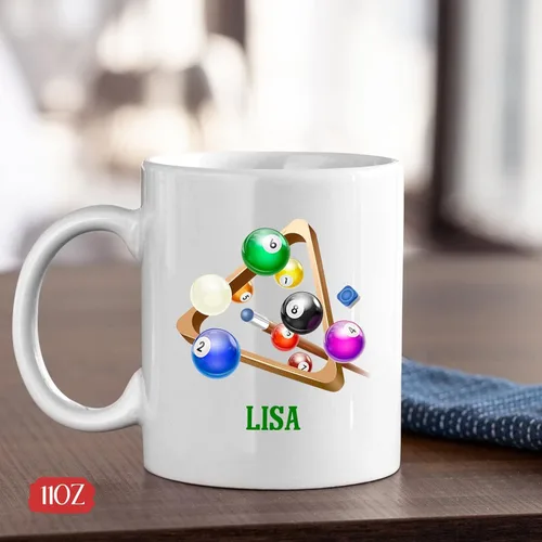 Miniatura 4 de Taza de billar, taza de billar personalizada, taza deportiva personalizada, taza de café de billar, regalo para los amantes del billar, taza
