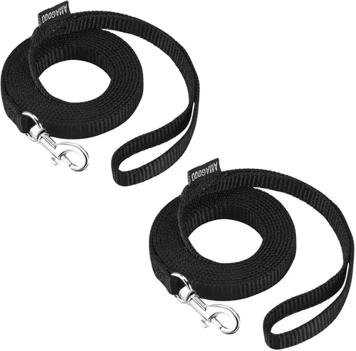 Miniatura 67 de AMAGOOD 6 pies de correas para cachorros/perros, correa de estilo tradicional resistente con gancho de cuello fácil de usar, correa para perros Negro