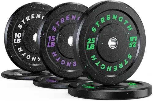 Miniatura 10 de GIKPAL Juego de Discos Olímpicos de Parachoques, Discos de Peso de Goma de 2 Pulgadas para Gimnasio en Casa, Placas de Barra para Levantamiento de 2
