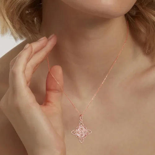 Miniatura 17 de FLYOW Collar con colgante de nudo celta de plata de ley 925 de buena suerte irlandés para mujer, regalo de cumpleaños y graduación