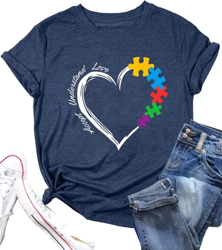 Miniatura 4 de Be Kind - Camisetas para mujer, para concientización sobre el autismo, camisetas de apoyo para el autismo, camisetas gráficas informales, regalos