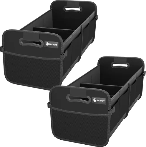 Miniatura 10 de Sposuit Organizador de maletero para automóvil, almacenamiento plegable de 70 litros con 11 bolsillos y asas reforzadas, organizadores de maletero
