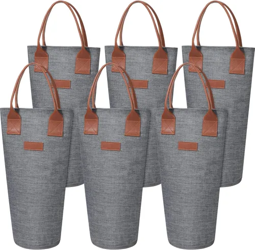Shappy Paquete de 6 bolsas de vino para una sola botella, 1 botella aislada, bolsa de vino protectora térmica, enfriador de vino acolchado portátil