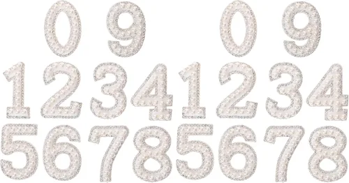 Miniatura 10 de EXCEART 10 parches de números para planchar del 0 al 9, apliques digitales de diamantes de imitación de perlas para decoración de ropa de bricolaje