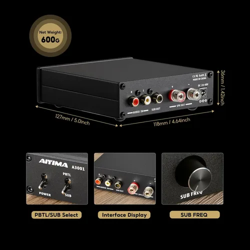 Miniatura 4 de AIYIMA A3001 Mini Mono Amp 300W Amplificador de Subwoofer TPA3255 Clase D Amplificador con Frecuencia Completa y Sub Bass Altavoz de Audio