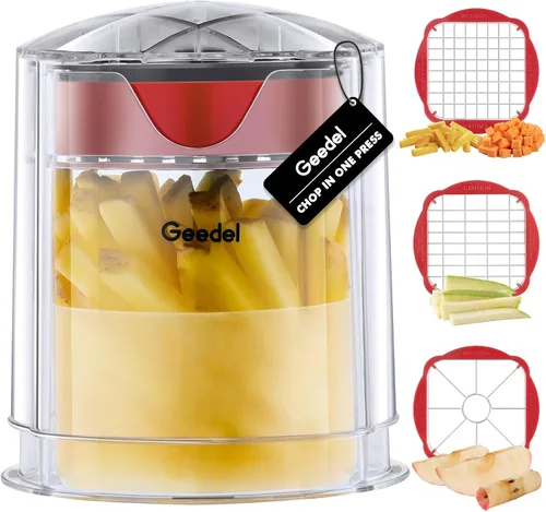 Cortador de papas fritas, picador de cebolla profesional estilo hogareño, picador de verduras manual, fácil de limpiar, cuchillas ultra afiladas,