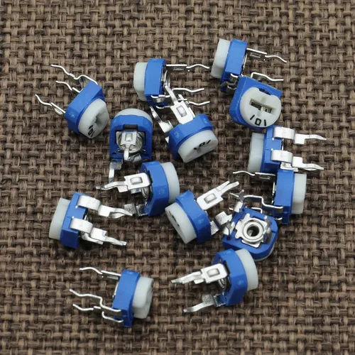 Miniatura 6 de 300 piezas de 15 valores 100 ohmios - 2M ohmios Trim potes Resistencia variable 0.236 in Potenciómetro Surtido Kit