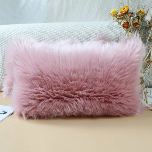 Miniatura 19 de OYIMUA Juego de 2 fundas de almohada decorativas esponjosas de 18 x 18 pulgadas, fundas de almohada lujosas de piel sintética de granja