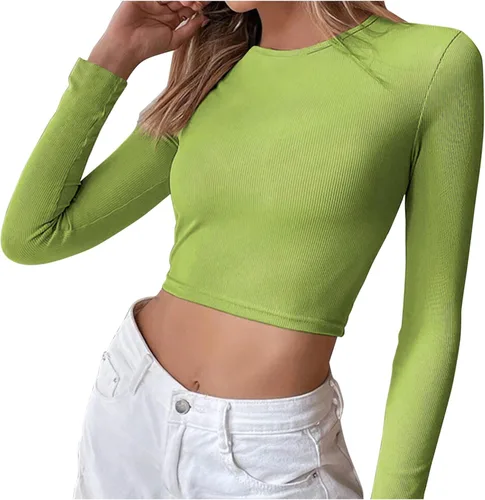 Camiseta de fiesta para mujer, cuello redondo, cuello halter, camiseta sin mangas sexy, de punto acanalado, cuello halter, camiseta sin mangas para