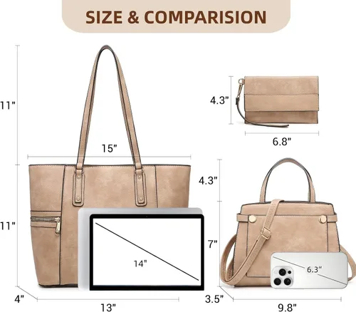 Miniatura 4 de Bolsos y bolsos de mano para mujer, bolso tipo tote, bolso de hombro con asa superior, bolso tipo sobre, juego con cartera, bolso grande de trabajo