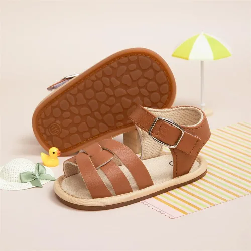 Miniatura 112 de Meckior Sandalias de verano con punta abierta y suave de piel sintética para bebés y niñas pequeñas