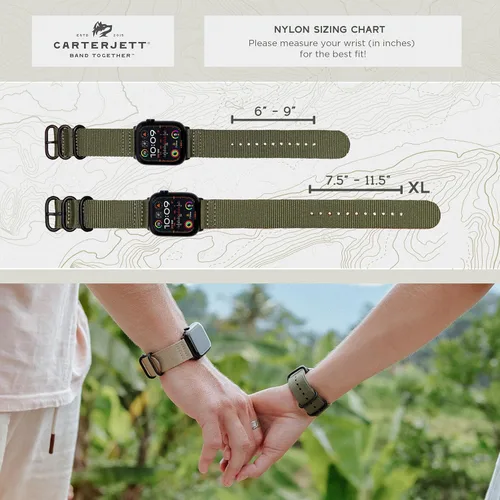 Miniatura 7 de Carterjett - Correa para Apple Watch 1.732 pulgadas, 1.654 pulgadas, 1.575 pulgadas, 1.496 pulgadas, nailon NATO, correas iWatch, mujeres y hombres