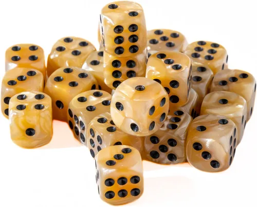 Miniatura 9 de Paquete de 25 dados D6 de 0.472 pulgadas, colección a juego de 6 dados con pipas (granito amarillo y negro)