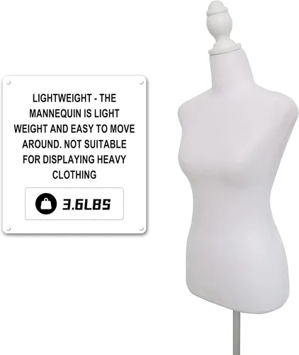 Miniatura 5 de Maniquí de forma de vestido para coser cuerpo de maniquí femenino para ropa con base de trípode ajustable 58-67 pulgadas