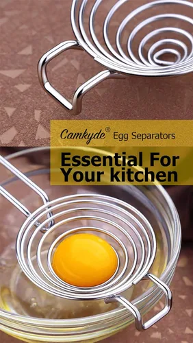 Miniatura 5 de CAMKYDE Separador de huevos Herramienta de separación blanca de yema de huevo de acero inoxidable de grado alimenticio (negro)