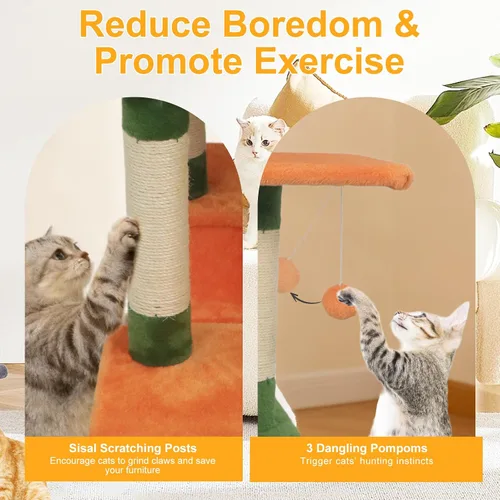 Miniatura 5 de DORTALA Árbol para gatos de interior, torre para gatos de 58 pulgadas de alto con percha superior, condominio, hamaca, postes rascadores de sisal, 3