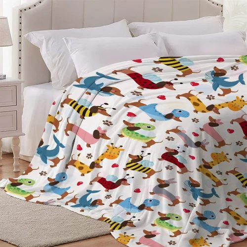 Miniatura 5 de Linda manta de franela de perro salchicha para niños, adultos, adecuada para sofá, cama, campamento, viajes, todas las estaciones, 30 x 40 pulgadas