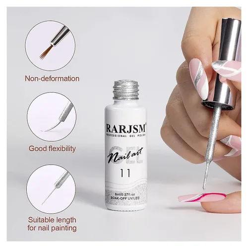 Miniatura 6 de RARJSM Juego de 2 esmaltes de uñas de gel pintados con purpurina plateada y dorada, 2 unidades, secado por remojo, requiere 0.3 onzas líquidas