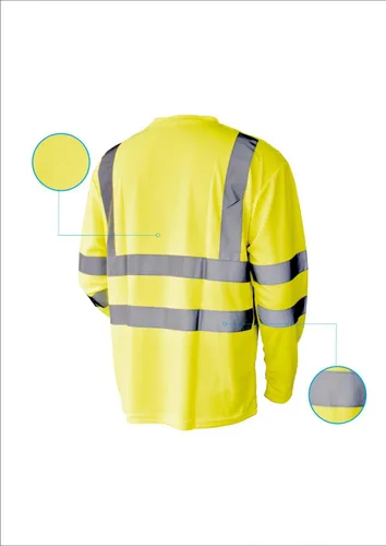 Miniatura 2 de L&M® playera de alta visibilidad ANSI clase 3, seguridad reflectante, color lima, naranja, manga corta/larga, alta visibilidad lima (Lime_l)
