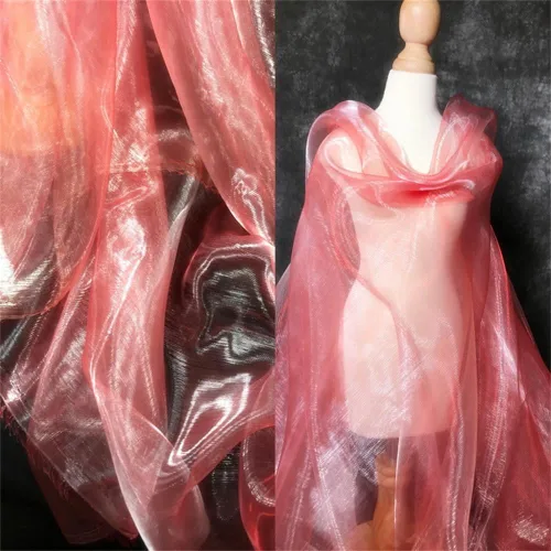 Miniatura 28 de Tela de organza transparente ligera de dos tonos, tela de gasa holográfica iridiscente de encaje, tela de tul oganza para vestido, fiesta, fondo