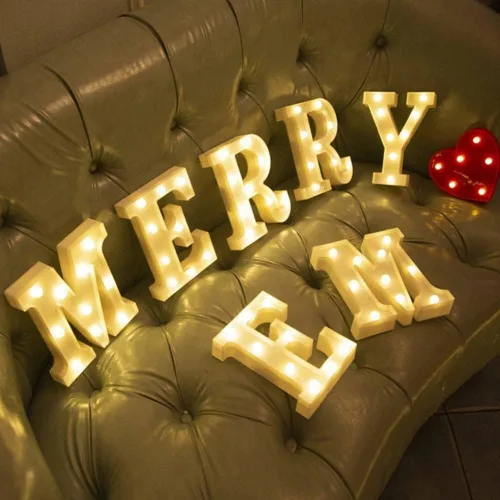 Miniatura 6 de anso Letras LED del alfabeto con números iluminados, letras de plástico blanco, decoración de pie de la A a la Z 0 ~ 9 (rosa corazón)