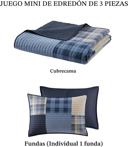 Miniatura 6 de Woolrich - Juego de edredón reversible de algodón, estilo cabaña invertido a color sólido, colcha ligera de retazos para todas las estaciones