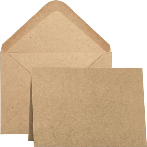Miniatura 12 de Paquete de 50 tarjetas y sobres en blanco de 4 x 6, tarjetas de felicitación y sobres, tarjetas de felicitación en blanco marrones, cartulina
