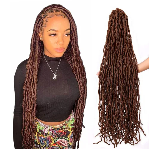Miniatura 24 de 36 pulgadas, 7 paquetes de rastas suaves de ganchillo de cabello entero, no extendidas, largas y largas, trenzas de pelo sintético preenrolladas, 1b