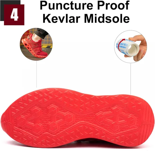 Miniatura 5 de Furuian - Tenis con punta de acero para hombres y mujeres, zapatos de seguridad ligeros, cómodos, a prueba de pinchazos, zapatos de trabajo