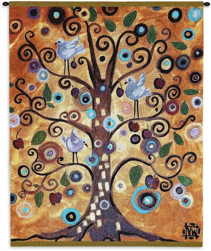 Árbol de la vida por Natasha Wescoat | Tapiz tejido para colgar | Diseño moderno en espiral espiritual | 100% algodón tamaño de EE. UU. 53 x 42