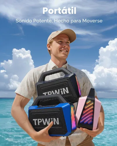 Miniatura 7 de Altavoz Bluetooth - Altavoces resistentes para exteriores de 80W, IPX6 impermeables, tiempo de reproducción de 20H, graves profundos, espectáculo