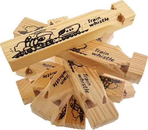 Miniatura 3 de Silbatos de tren de madera, por Dondor (paquete de 12)