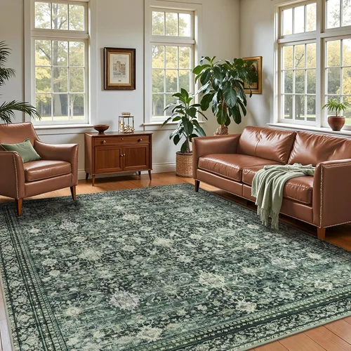 Miniatura 16 de Alfombra lavable de 2 x 3 pies, color beige floral, tapete para puerta de entrada interior, tapetes de cocina para piso, color blanco crema