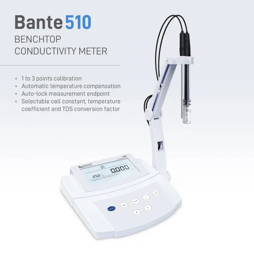 Miniatura 2 de Medidor de conductividad de sobremesa Bante 510 Medidor TDS de conductividad de laboratorio Equipado con 2 electrodos de platino Rango
