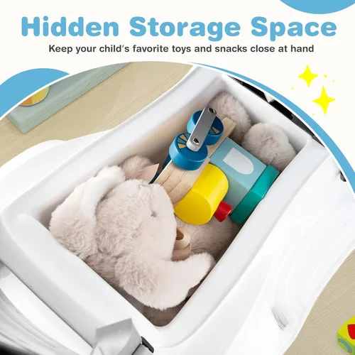 Miniatura 6 de Costzon Coche de empuje para niños pequeños, cochecito 3 en 1, auto deslizante para caminar con asa, toldo, cinturón de seguridad, bocina, música