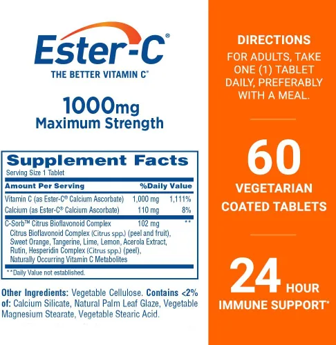 Miniatura 2 de Ester-C Vitamina C, 1.000 mg, 60 tabletas recubiertas (El empaque puede variar)