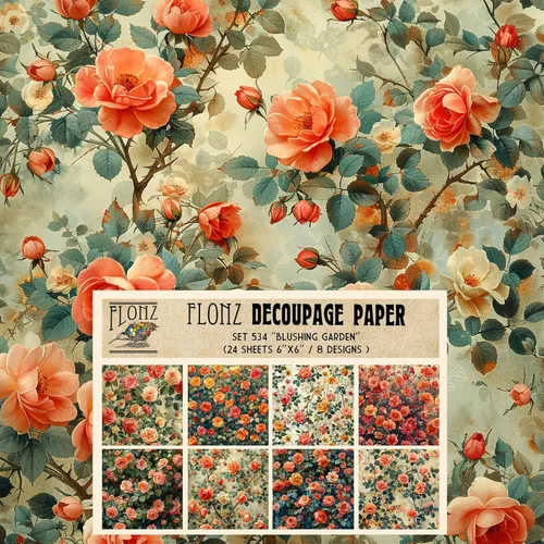 Miniatura 4 de Decoupage - Paquete de papel (24 hojas de 6 x 6 pulgadas) modernos patrones florales gitanos FLONZ papel de patrón vintage sin costuras para Dos
