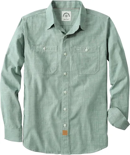 Miniatura 10 de Dubinik® Chambray - Camisa de trabajo de algodón de manga larga para hombre, con 2 bolsillos, casual, con botones