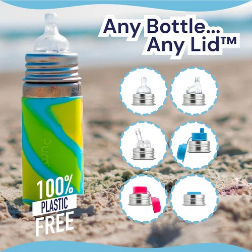 Miniatura 5 de Pura Kiki - Botella infantil aislada de acero inoxidable de 7 onzas, incluye pezón y funda de silicona de flujo medio, anticólicos, sin plástico