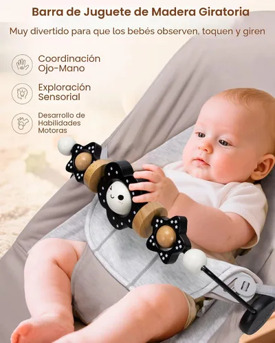 Miniatura 3 de TinlyFinly Baby Bouncer - Barra de juguete de madera compatible con Baby Bjorn Bouncer, accesorio de juguete de ajuste apretado y seguro, muy