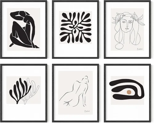 HAUS AND HUES Henri Matisse y Picasso - Juego de 6 pinturas famosas, sin marco, 11 x 14 pulgadas Sin títulos