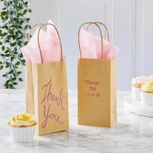 Miniatura 6 de Juvale Mini bolsas de regalo marrones con asas, paquete de 50, 3.5 x 2.4 x 7 pulgadas, mini bolsas de papel para minoristas, recuerdos de fiesta
