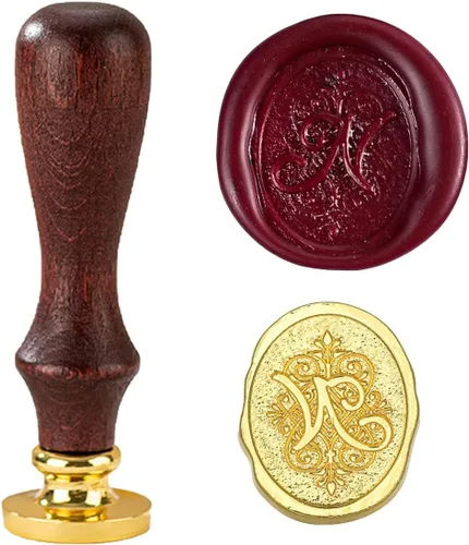 Sello de cera con letra inicial del alfabeto N con cabeza de latón extraíble y mango de madera, para invitación de fiesta de boda, envoltura de