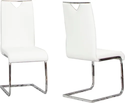 Miniatura 8 de Sunset Trading Doral Sillas de comedor tapizadas de piel sintética Base voladiza cromada pulida en forma de S Asientos acolchados y respaldos